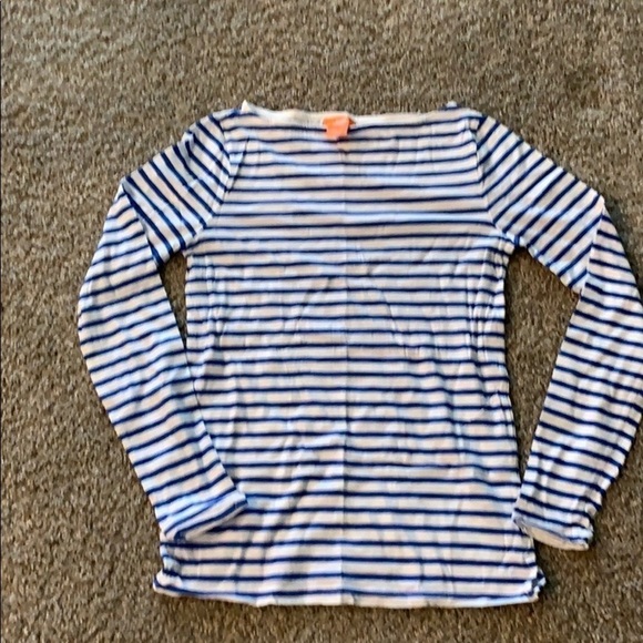Blue and white striped joe fresh Boat Neck Top - Picture 2 of 6